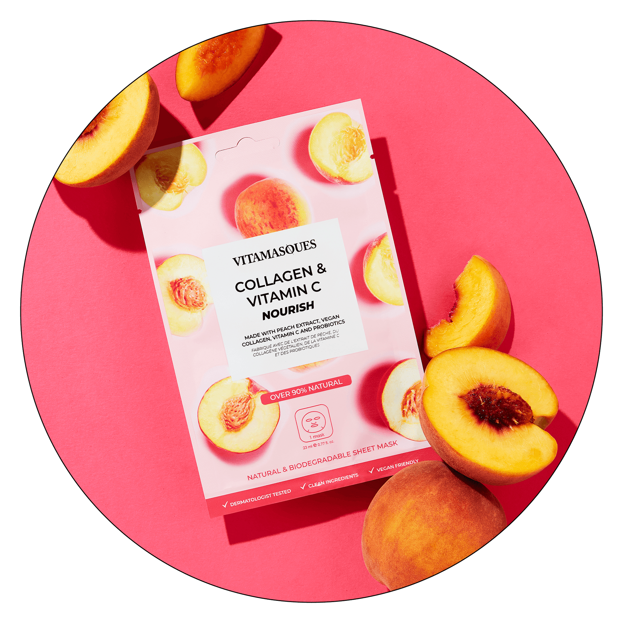 Collagen & Vitamin C Peach Sheet Mask - Vitamasques