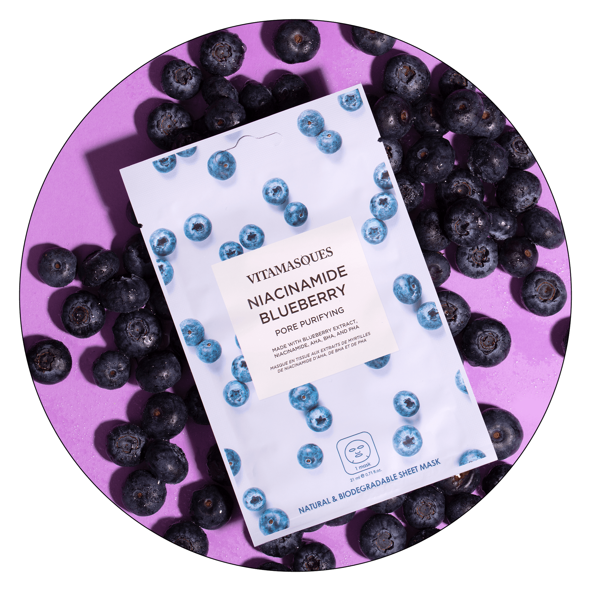 Niacinamide Blueberry Face Sheet Mask - Vitamasques