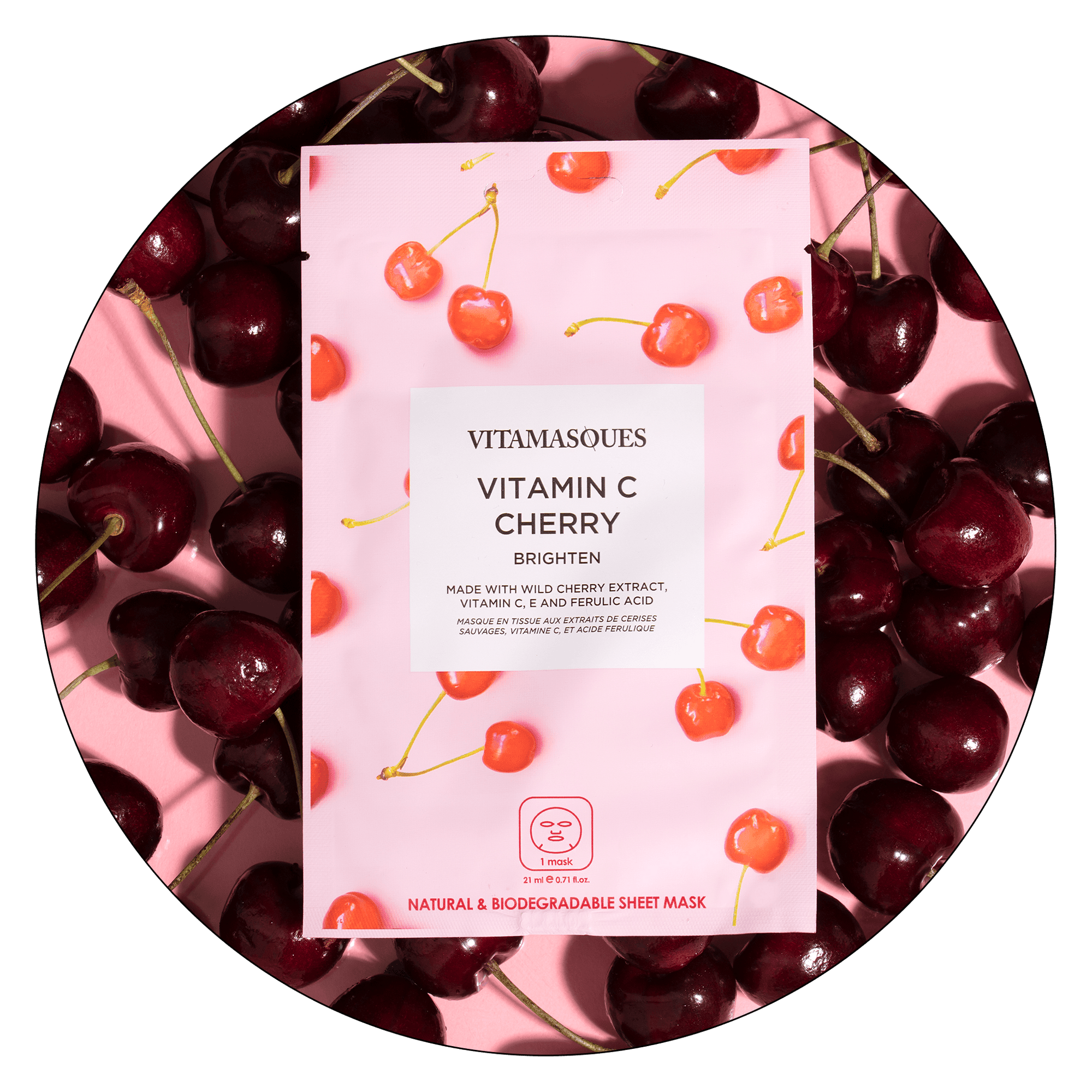 Vitamin C Cherry Face Sheet Mask - Vitamasques