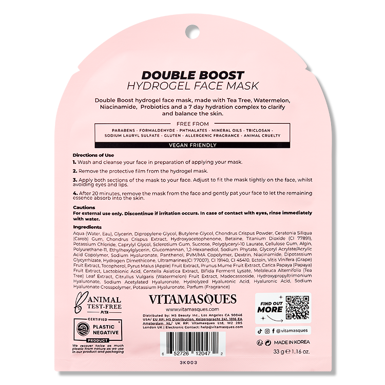 Double Boost Hydrogel Face Mask - Clear + Balance – Vitamasques