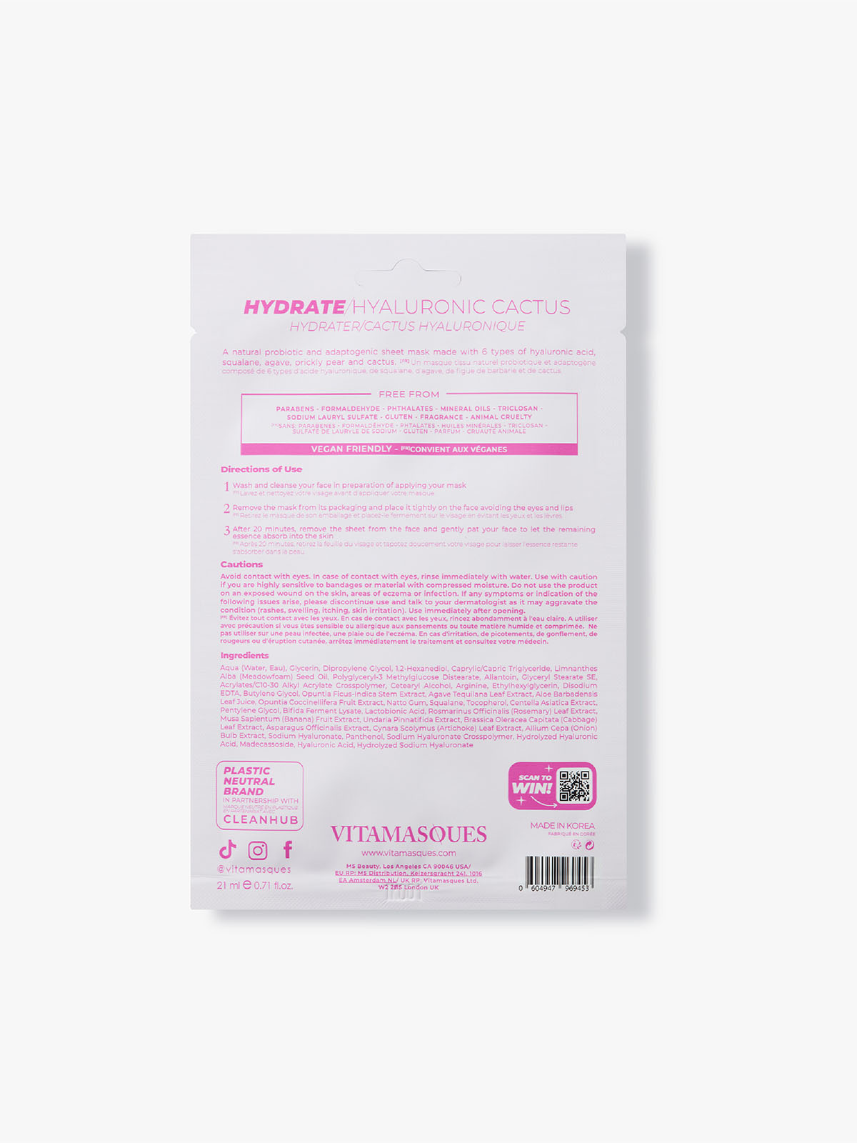 Hydrate Hyaluronic Cactus Face Sheet Mask