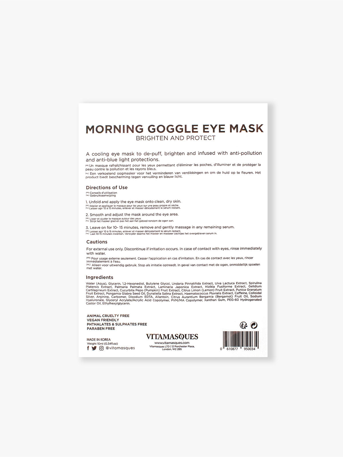 vitamasques morning goggle eye mask Vitamasques Evening Goggle Eye Mask