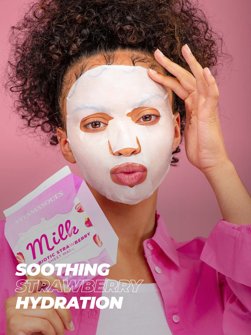 Milk Probiotic Strawberry Face Sheet Mask