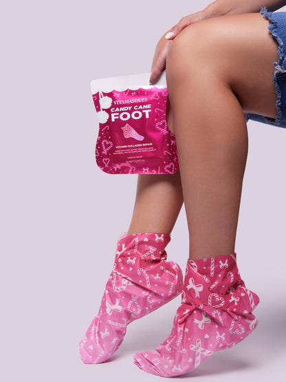 Candy Cane Foot Mask - Collagen Vitamin Repair