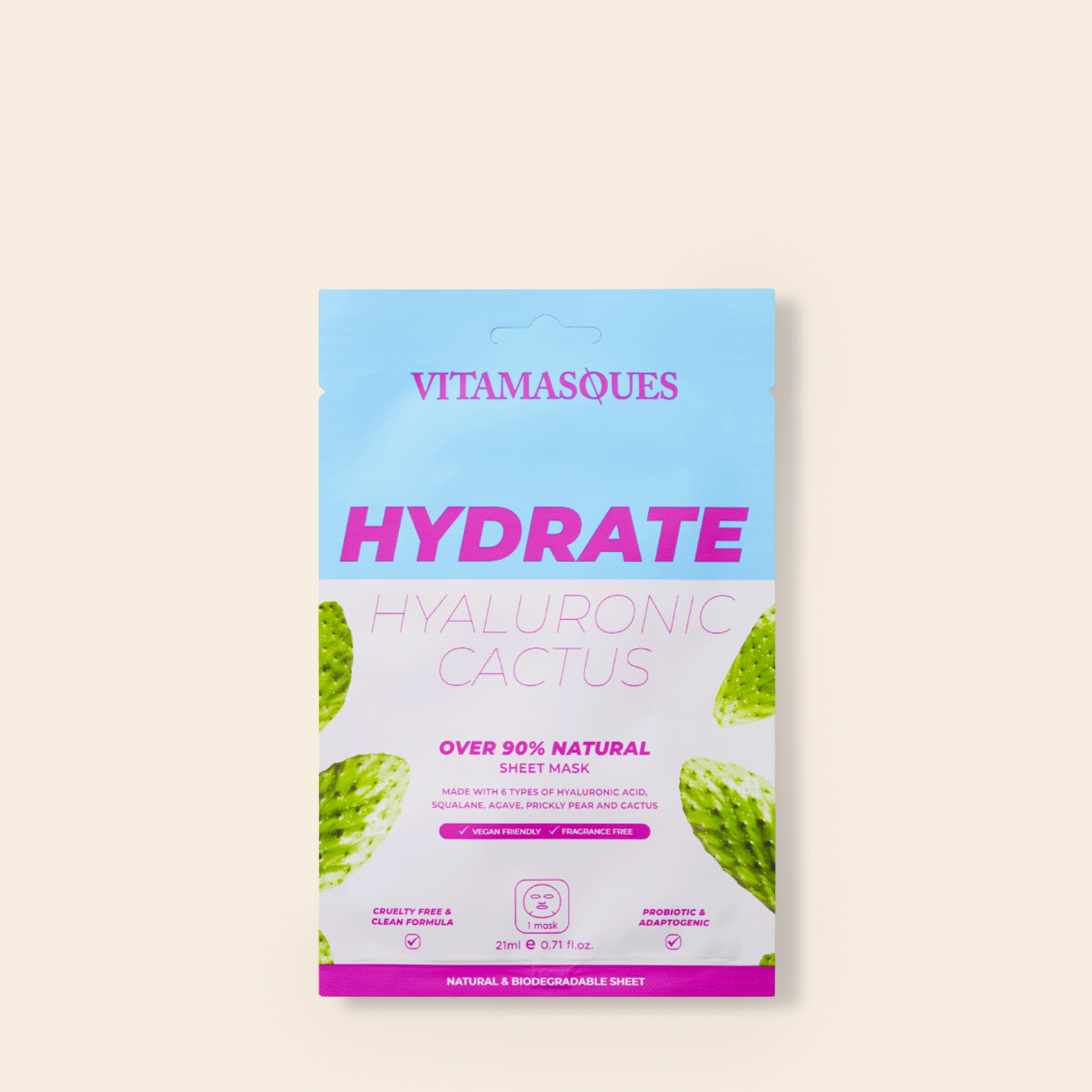 Cactus & Hyaluronic Acid Face Mask | Vitamasques