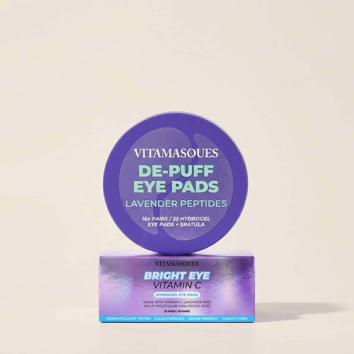Lavender Hydrogel Eye Pads Jar by Vitamasques