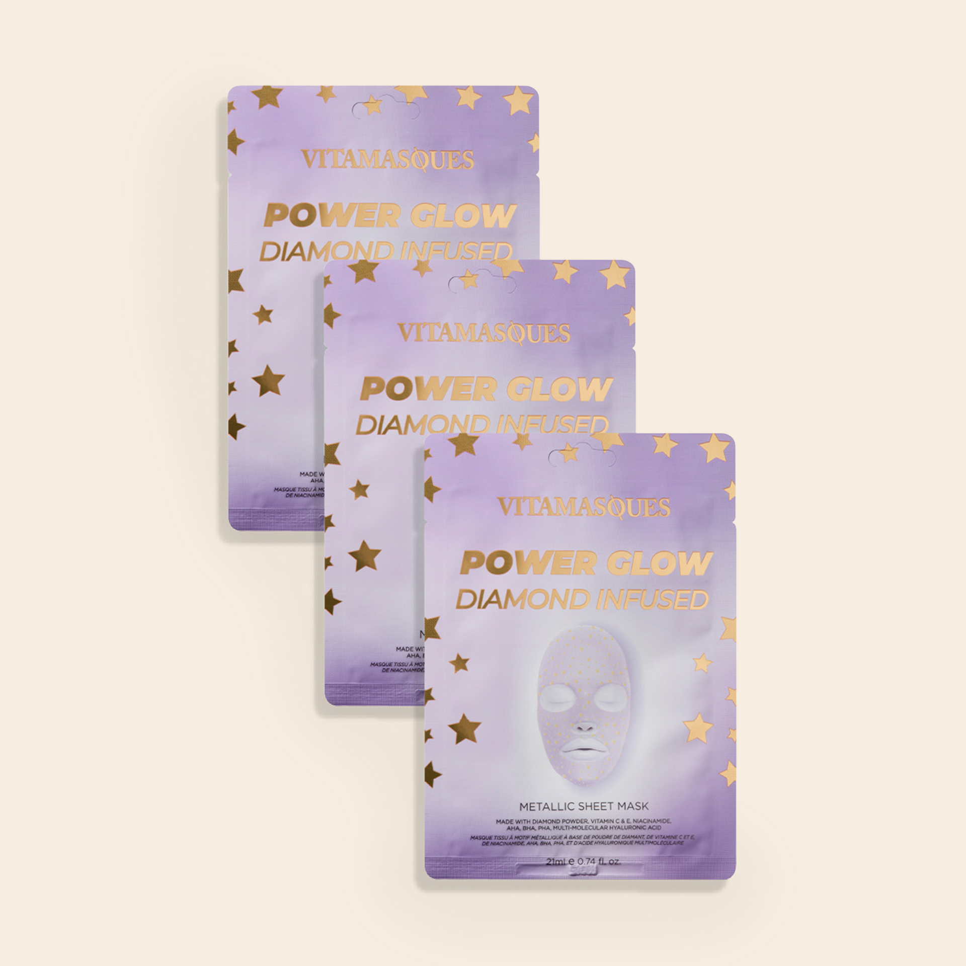 Power Glow Diamond Infused Metallic Face Sheet Mask – Vitamasques