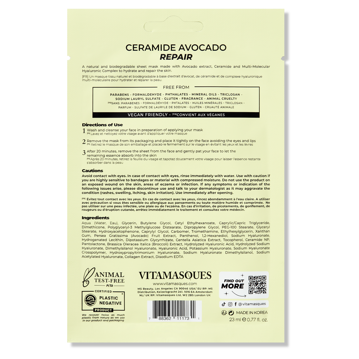 Ceramide Avocado Repair Face Sheet Mask