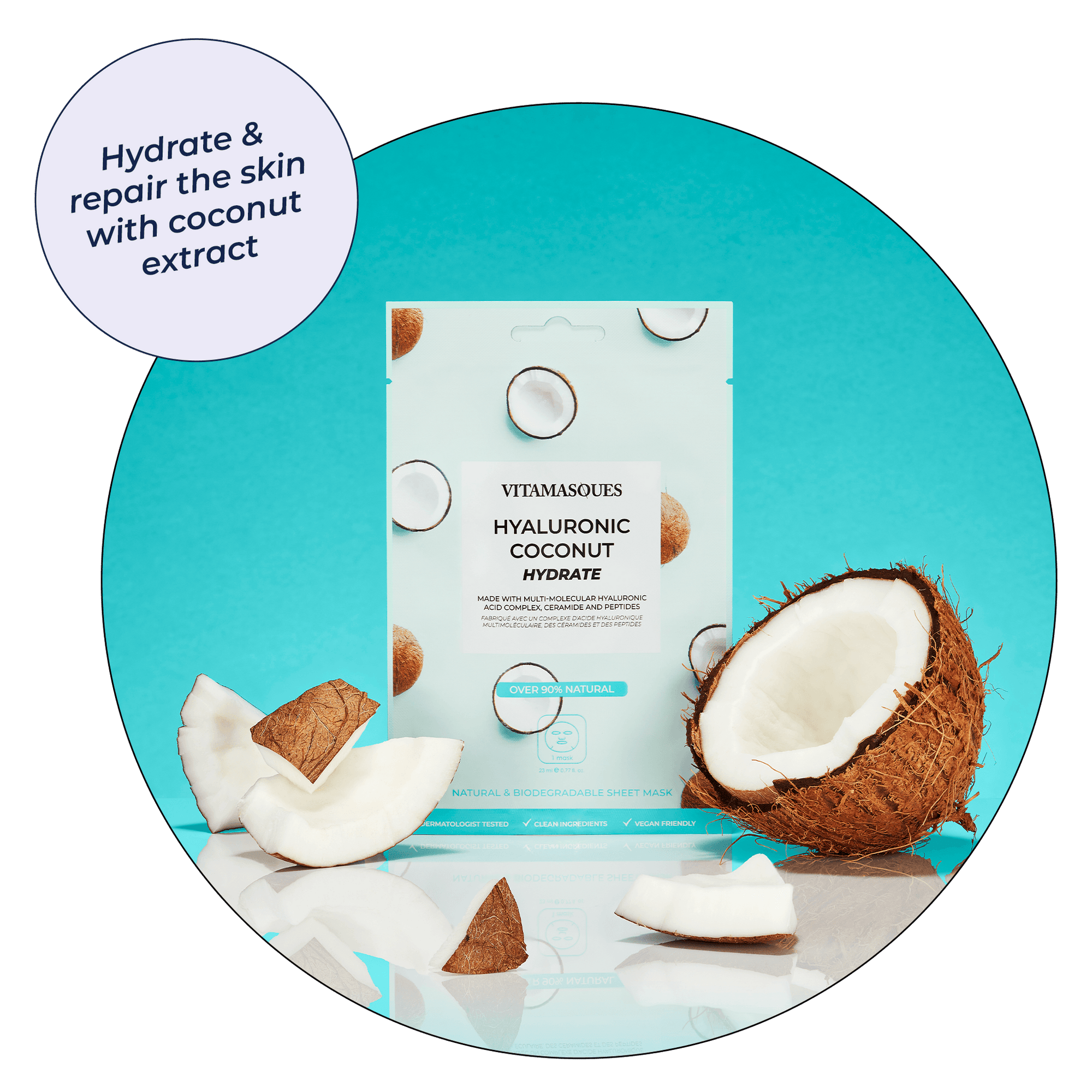 Coconut Hydrating Hyaluronic Acid Face Sheet Mask - Vitamasques