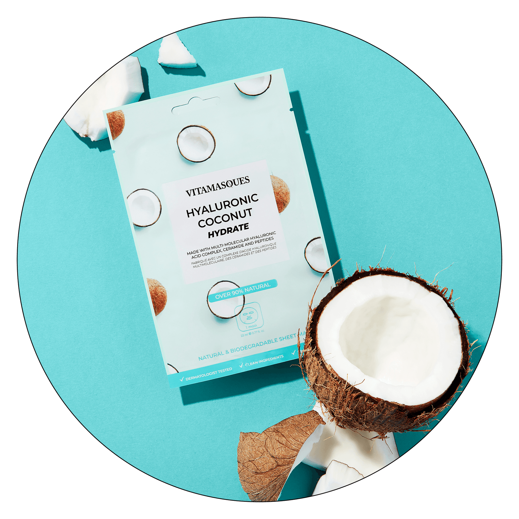 Coconut Hydrating Hyaluronic Acid Face Sheet Mask - Vitamasques