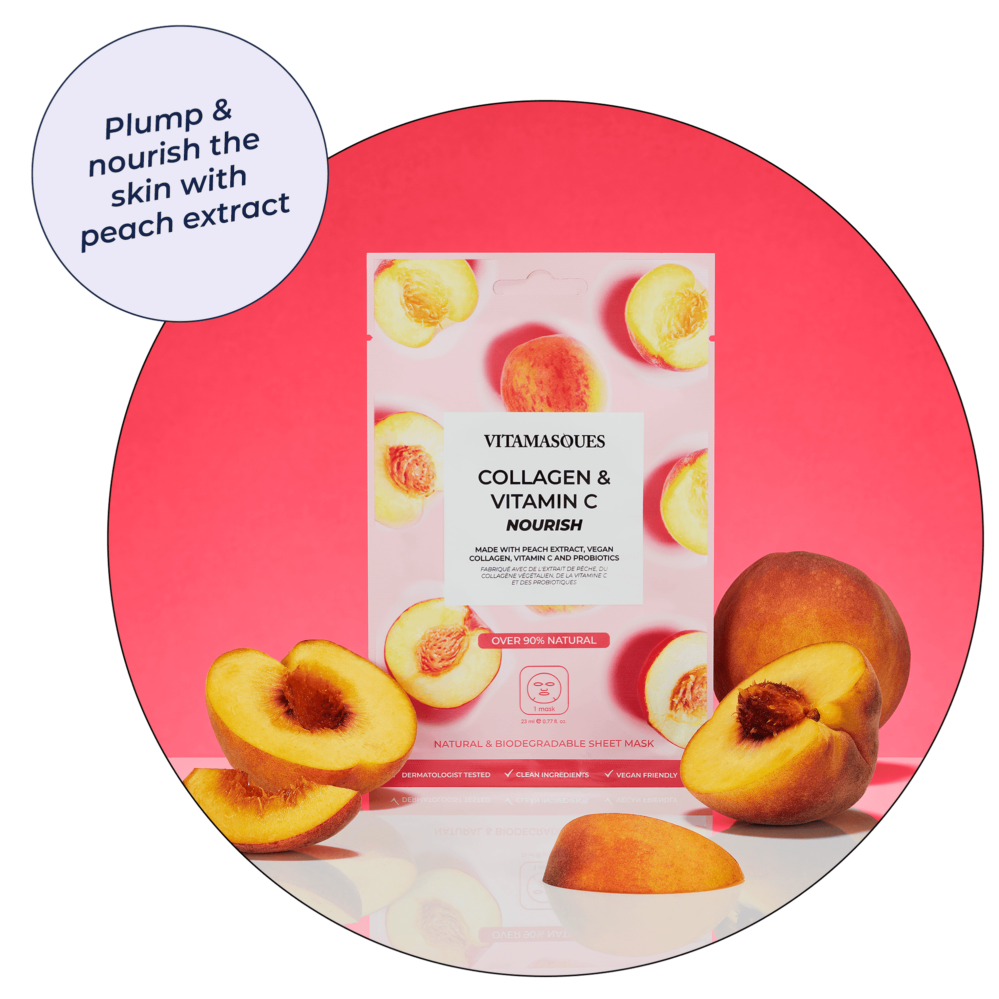 Collagen & Vitamin C Peach Sheet Mask - Vitamasques