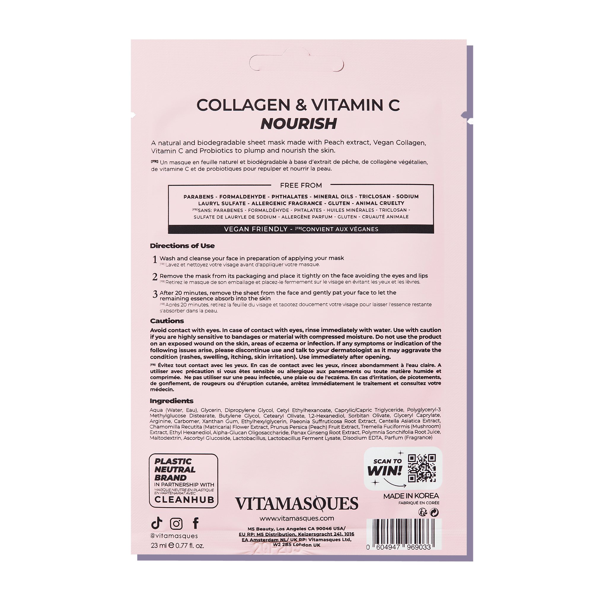 Collagen & Vitamin C Peach Sheet Mask - Vitamasques