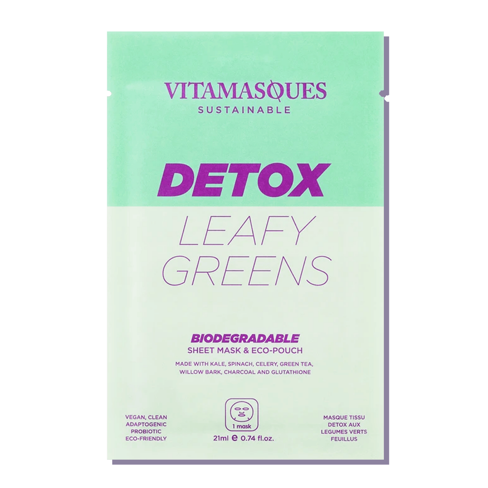 Detox Leafy Greens Biodegradable Face Sheet Mask - Vitamasques
