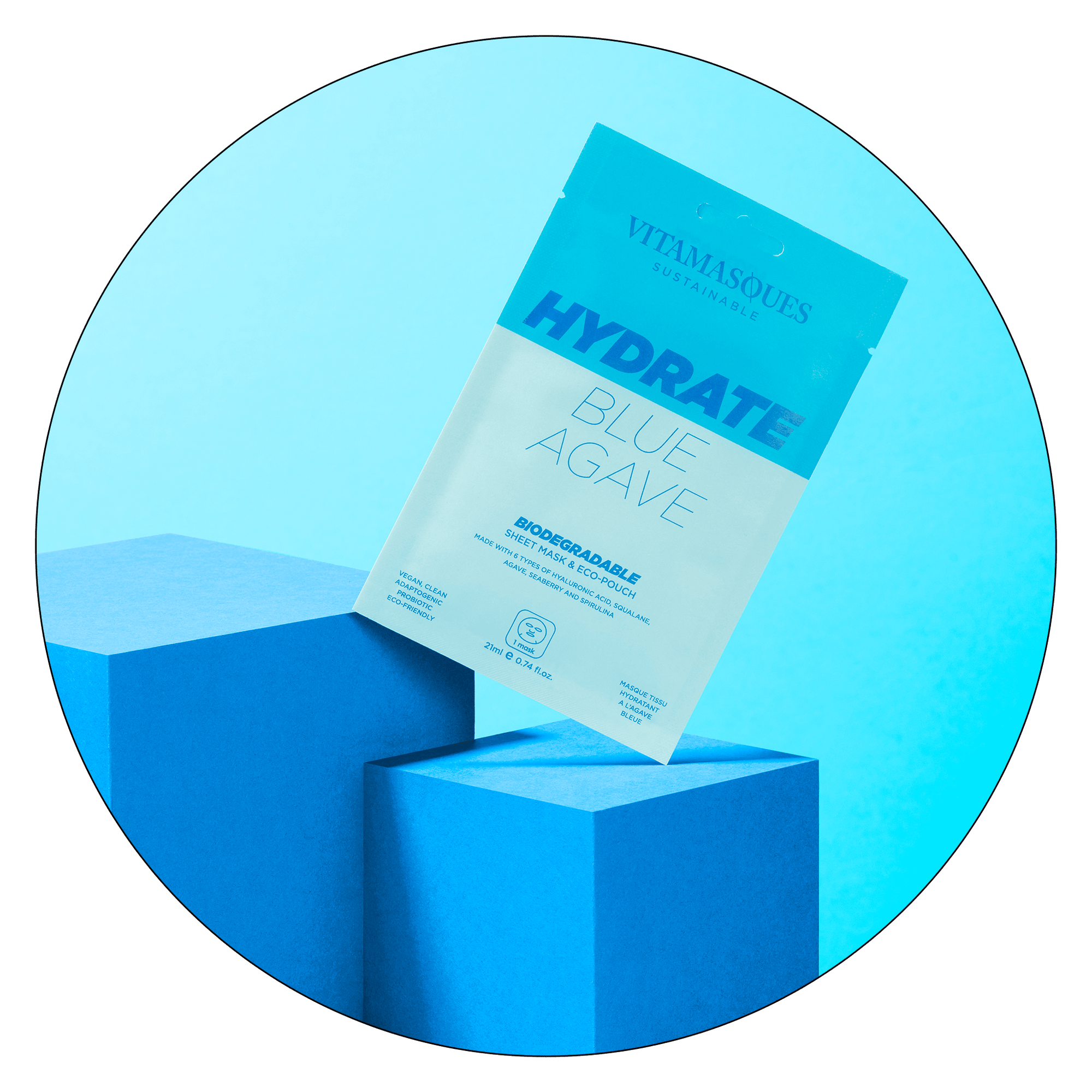 Hydrate Blue Agave Biodegradable Face Sheet Mask - Vitamasques