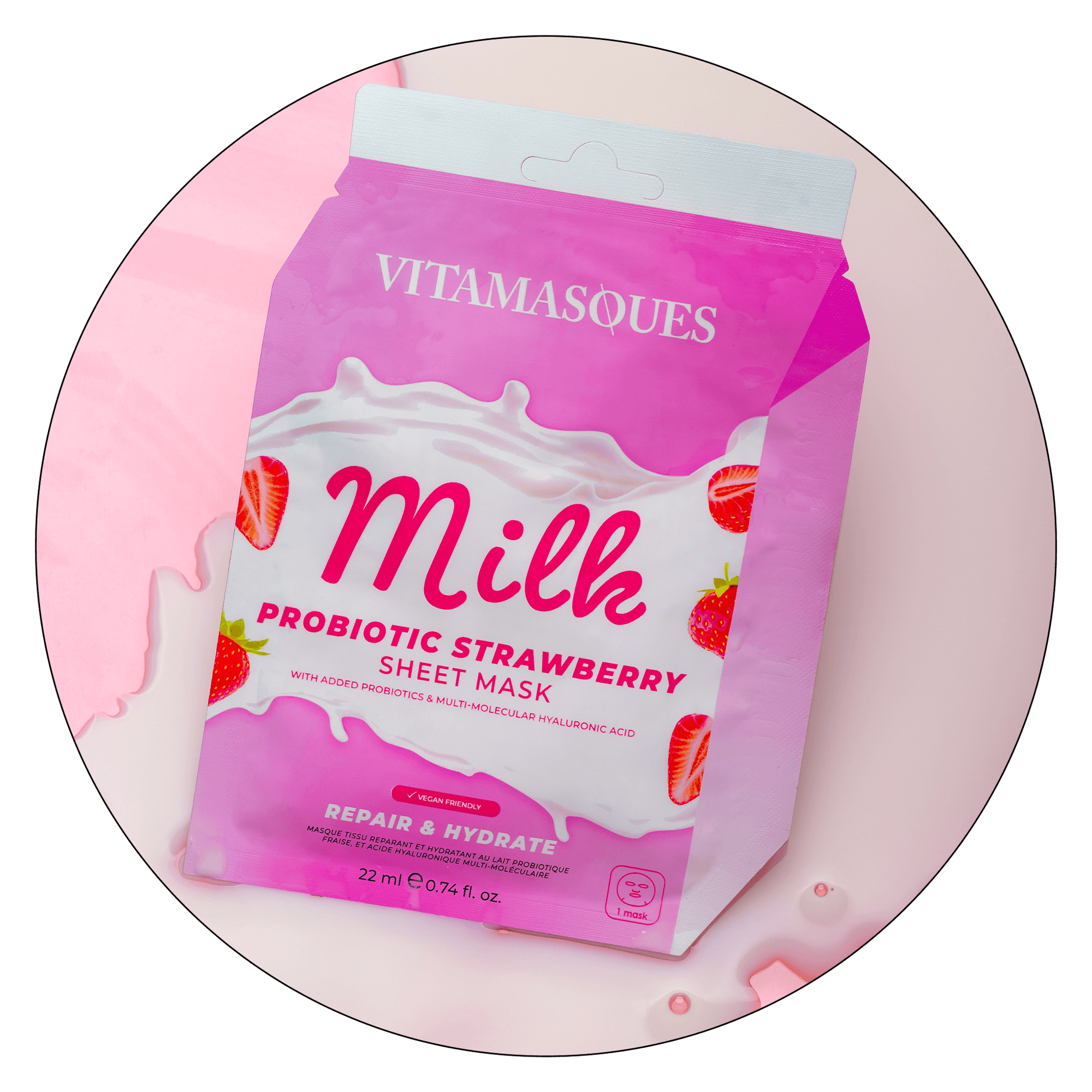 Milk Probiotic Strawberry Sheet Mask - Vitamasques