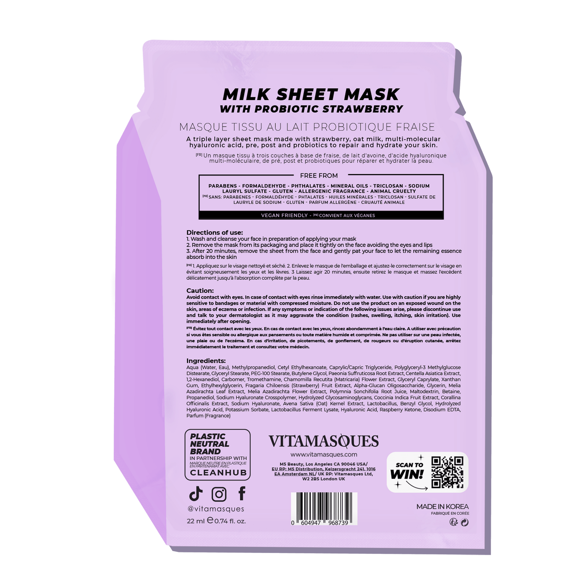 Milk Probiotic Strawberry Sheet Mask - Vitamasques
