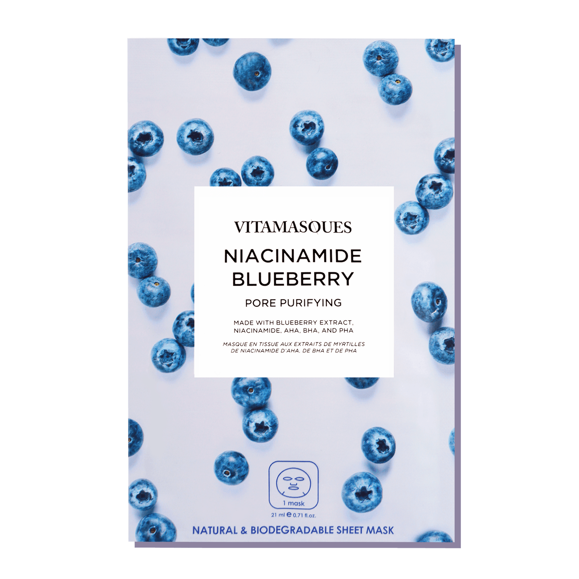 Niacinamide Blueberry Face Sheet Mask - Vitamasques