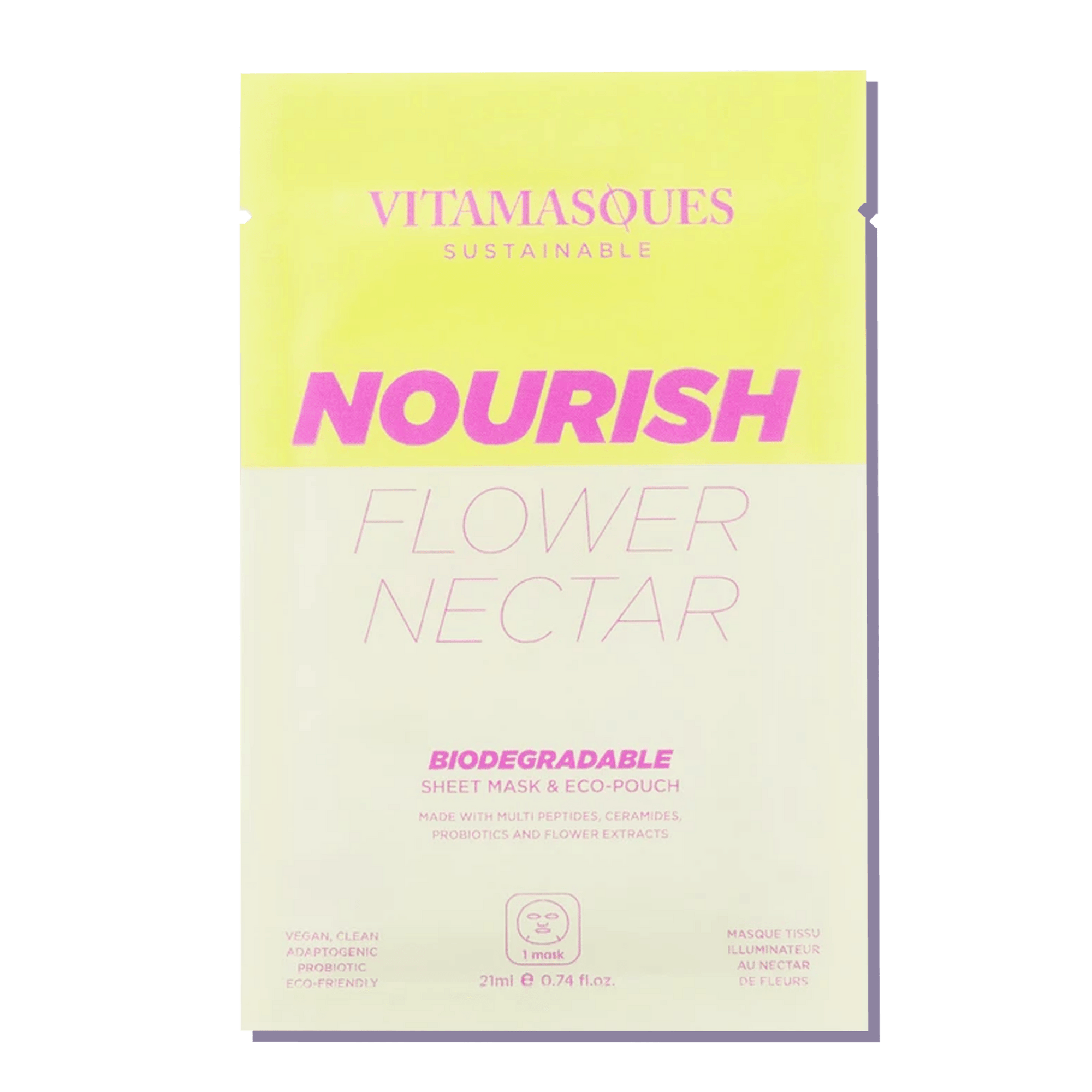 Nourish Flower Nectar Biodegradable Face Sheet Mask - Vitamasques