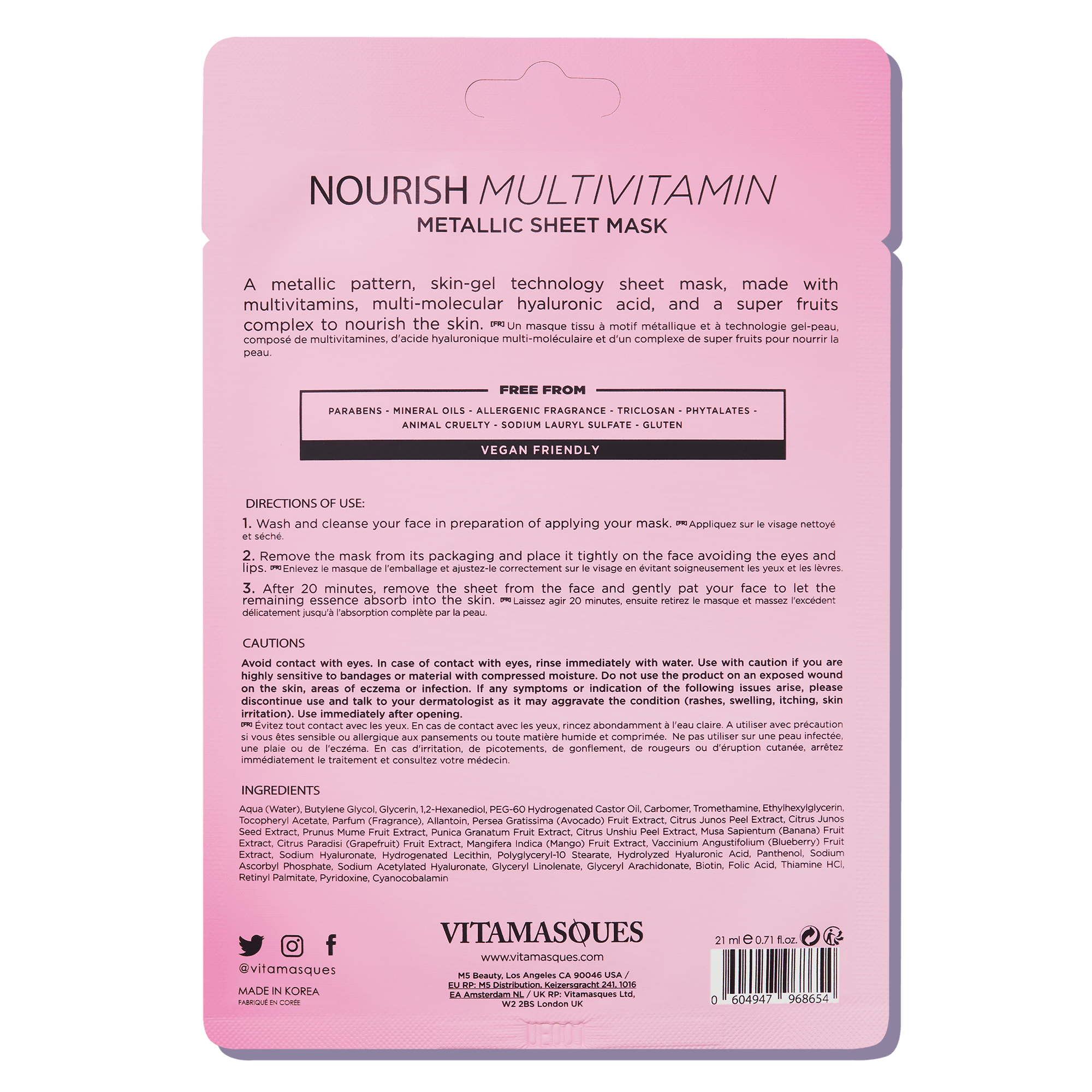 Nourish Multivitamin Metallic Face Sheet Mask - Vitamasques