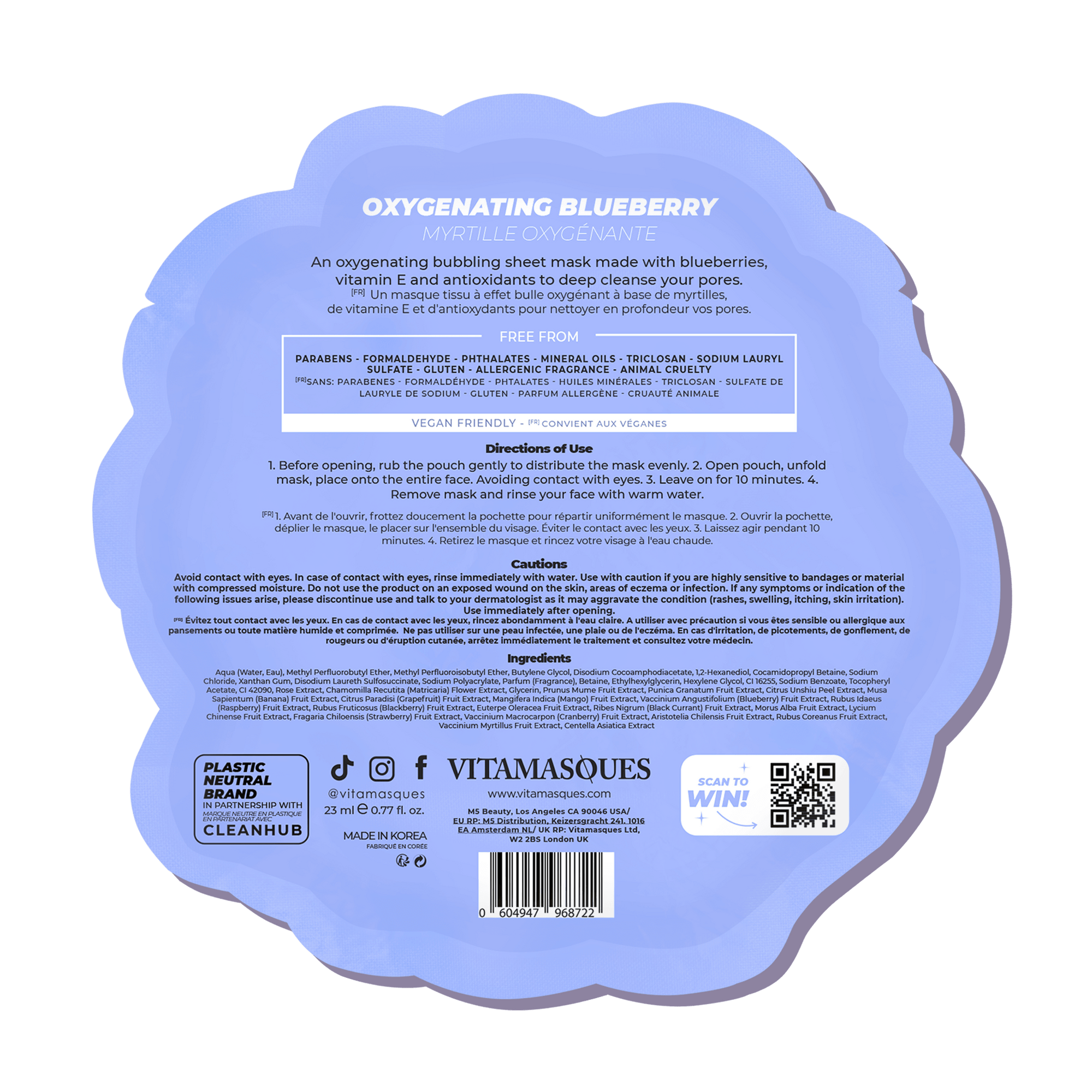 Oxygenating Blueberry Bubble Sheet Mask - Vitamasques