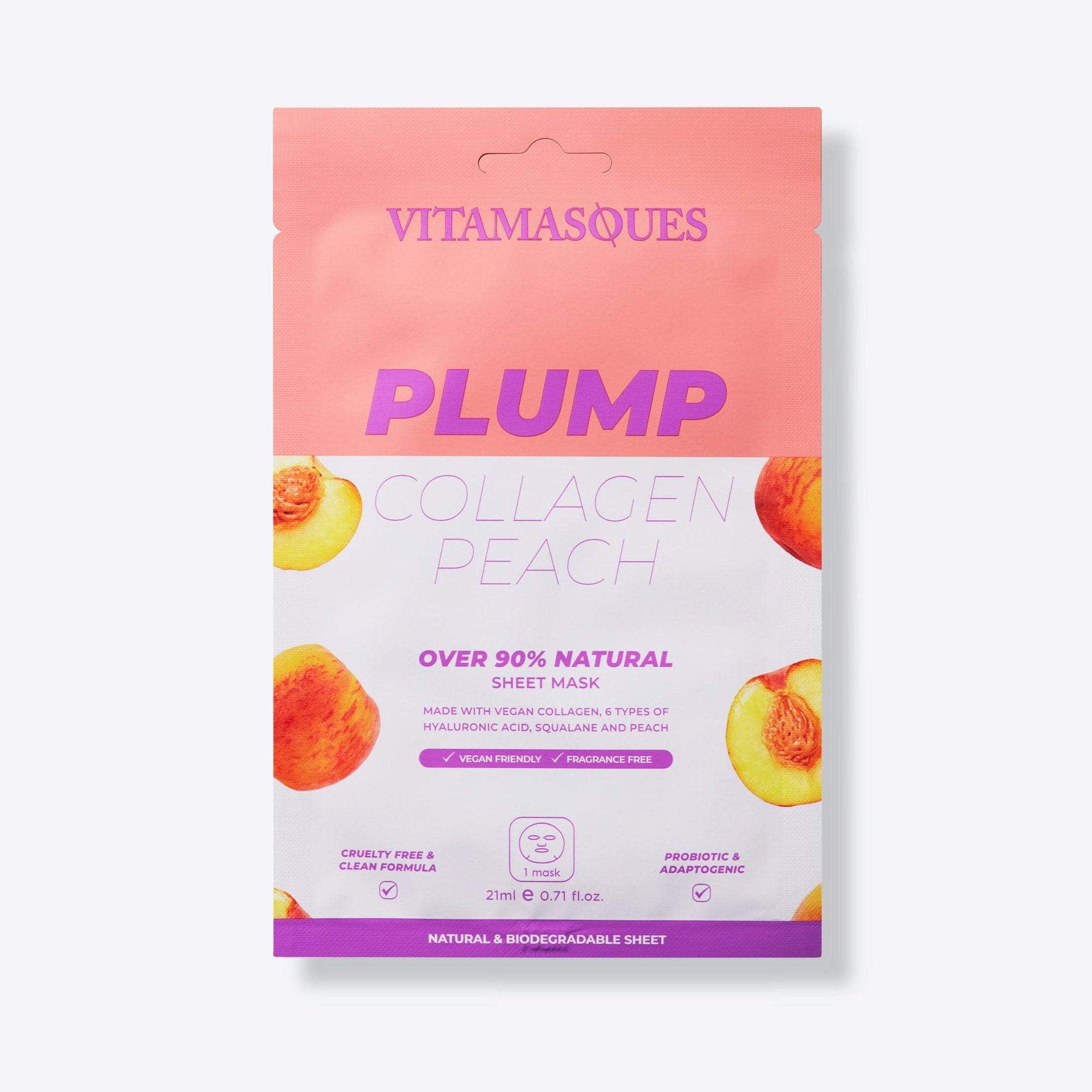 Plump Collagen Peach Face Sheet Mask - Vitamasques