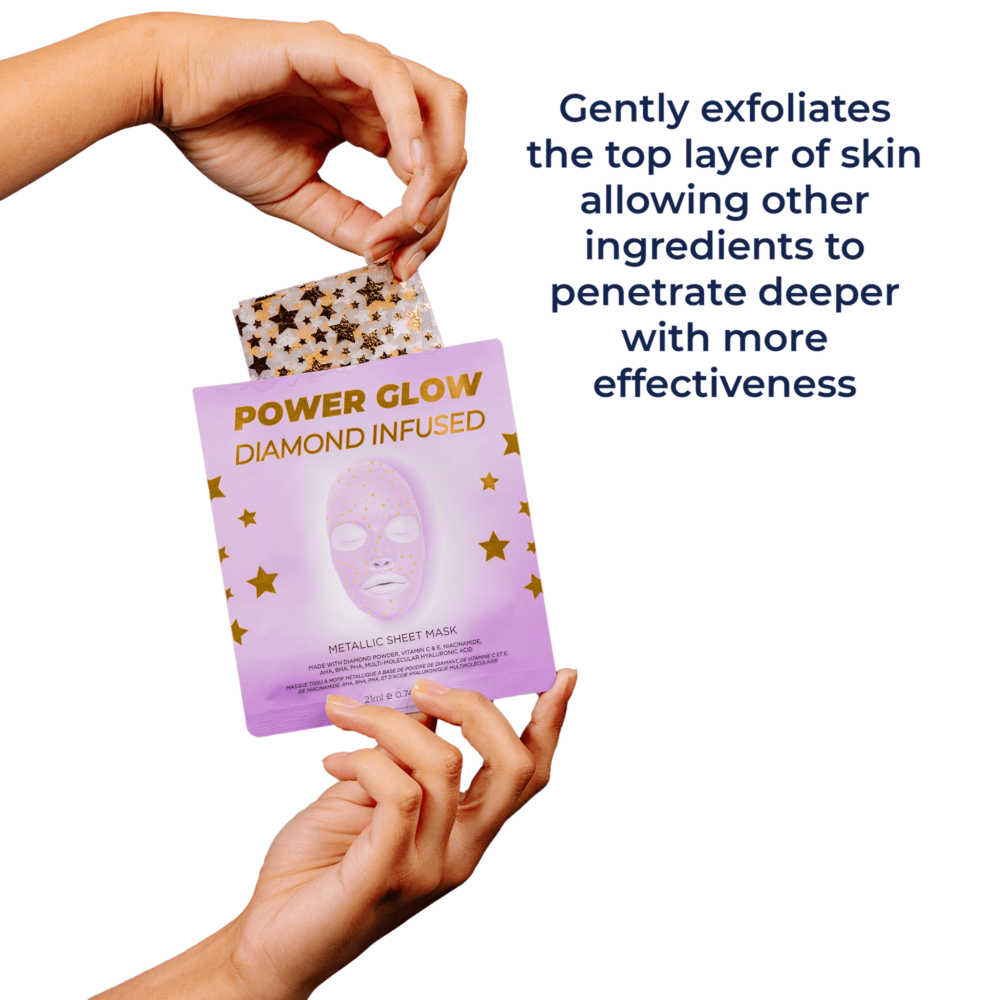 Power Glow Diamond Infused Metallic Face Sheet Mask - Vitamasques