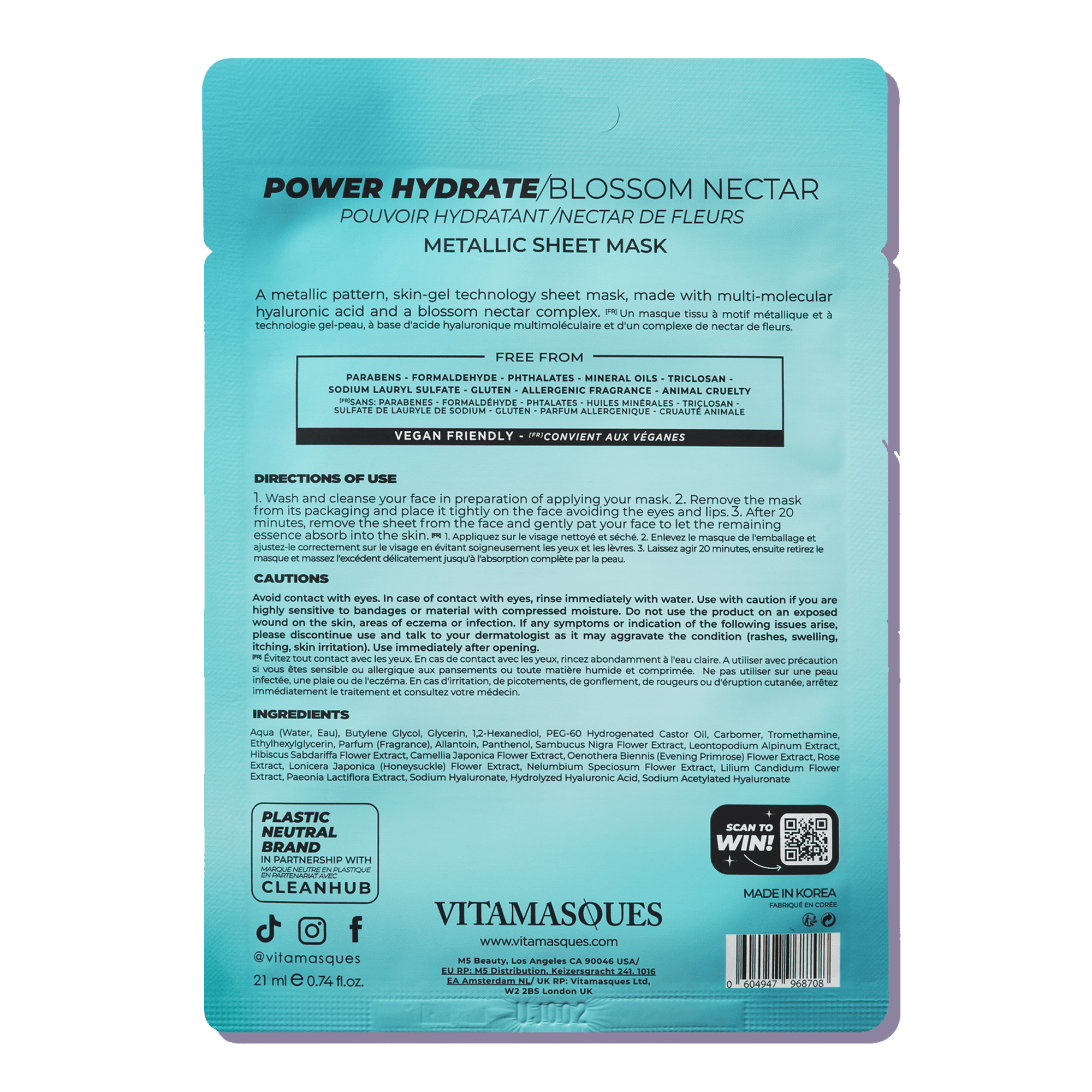 Power Hydrate Blossom Nectar Metallic Face Sheet Mask - Vitamasques