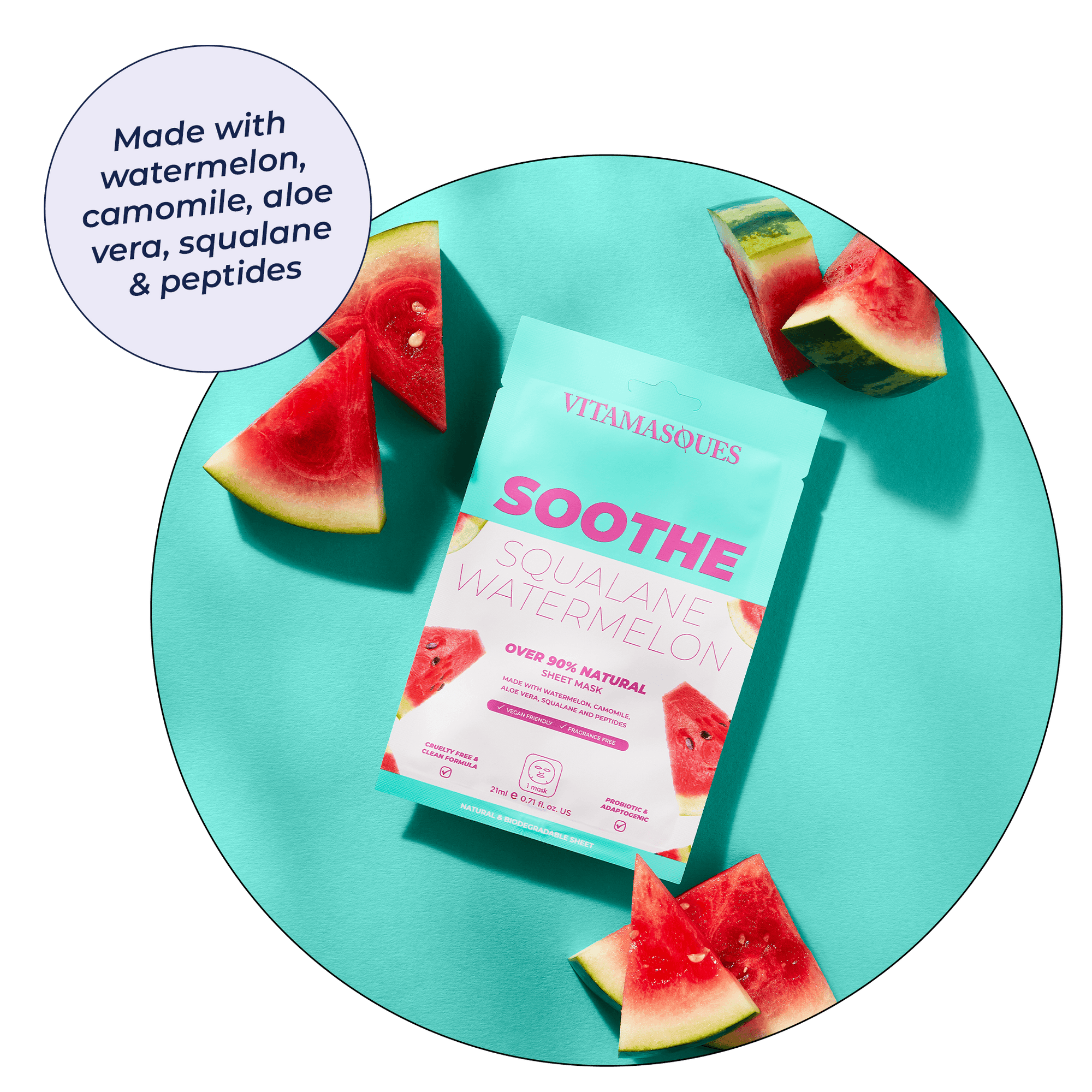 Squalane Watermelon Soothe Face Sheet Mask - Vitamasques