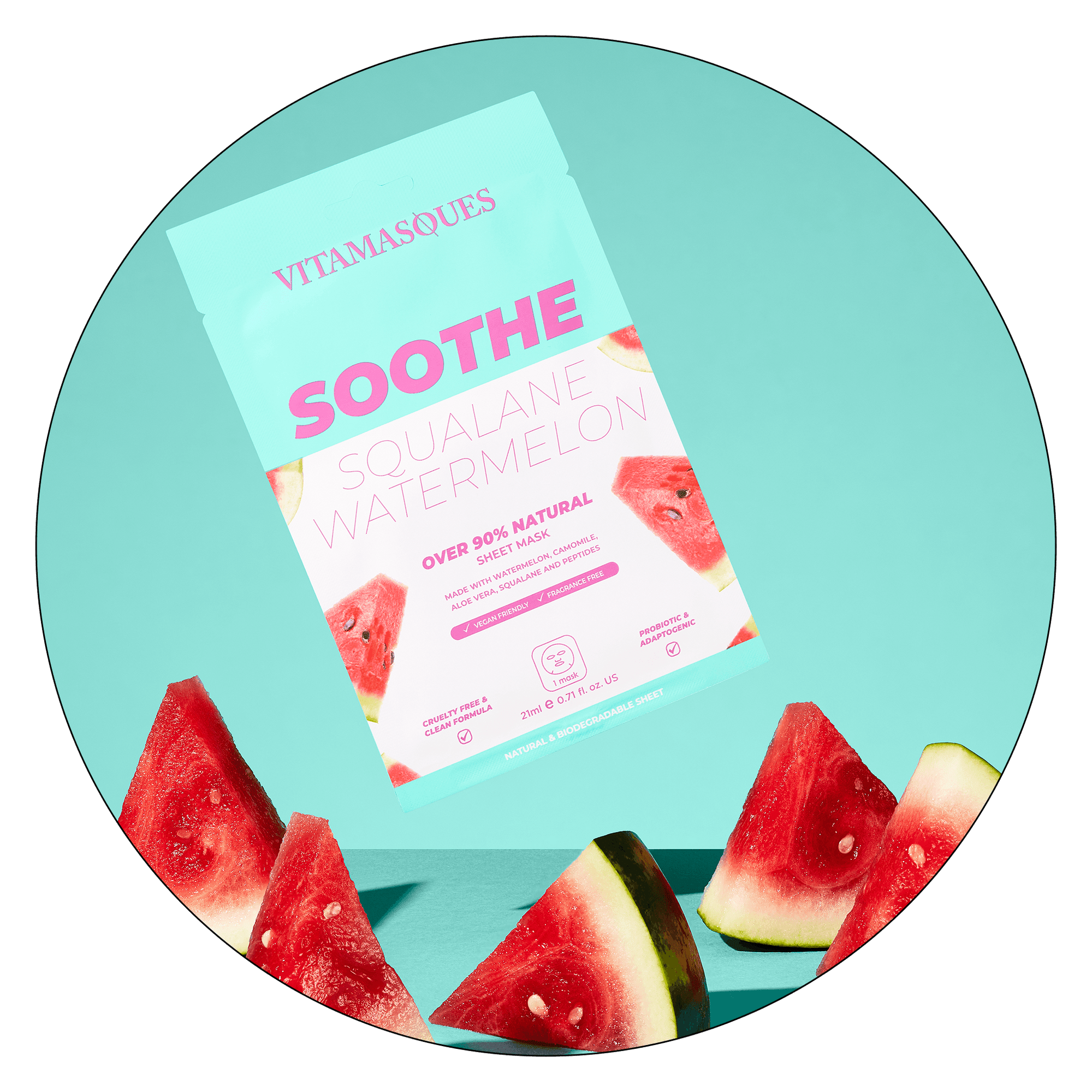 Squalane Watermelon Soothe Face Sheet Mask - Vitamasques