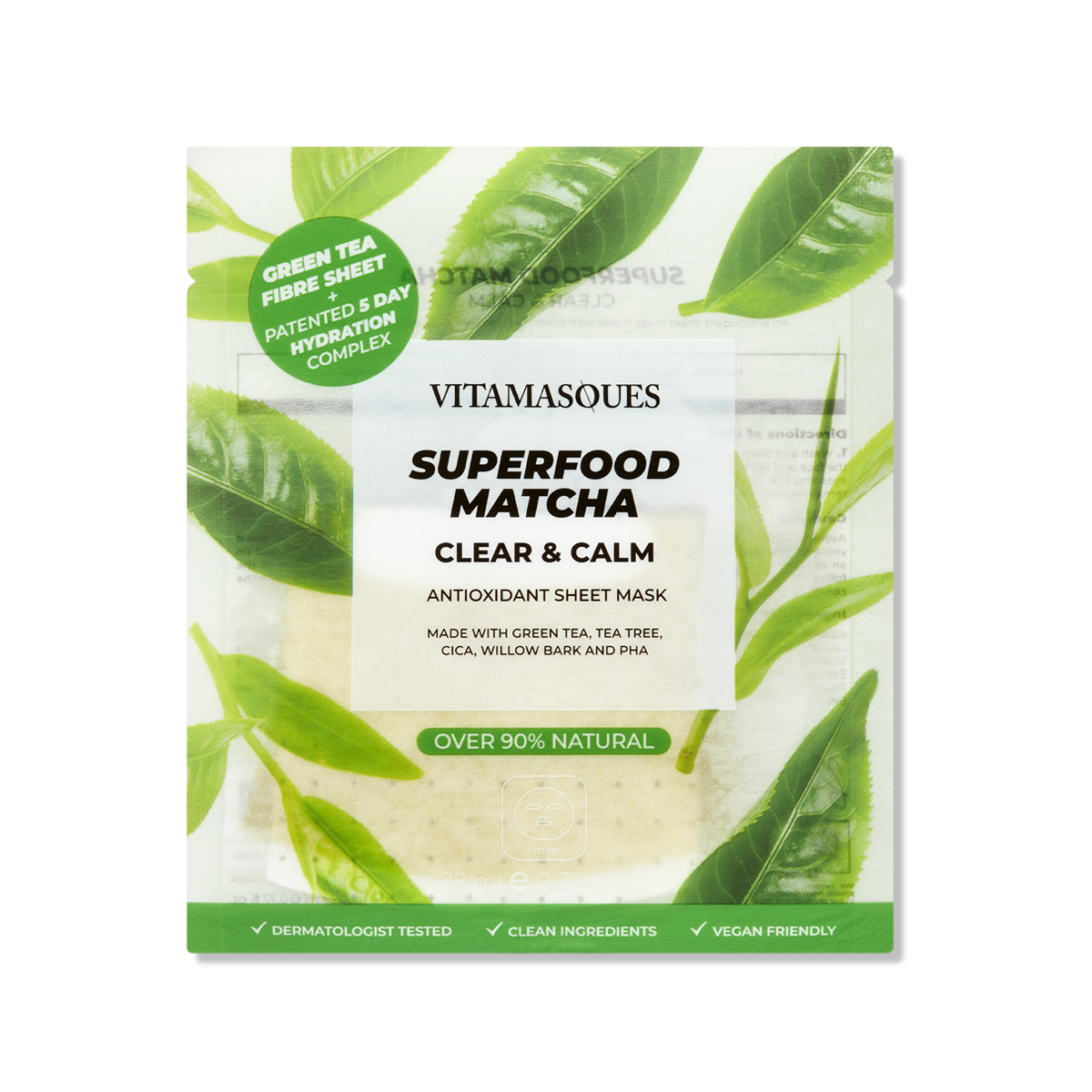 Superfood Matcha Clear & Calm Antioxidant Face Sheet Mask
