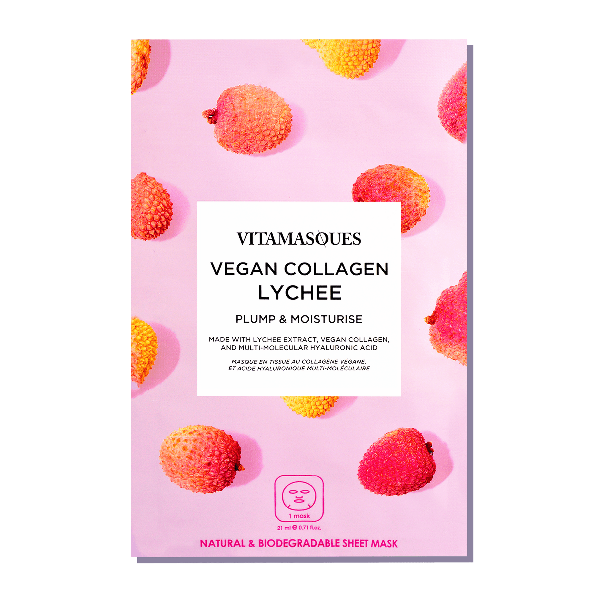 Vegan Collagen Lychee Face Sheet Mask - Vitamasques