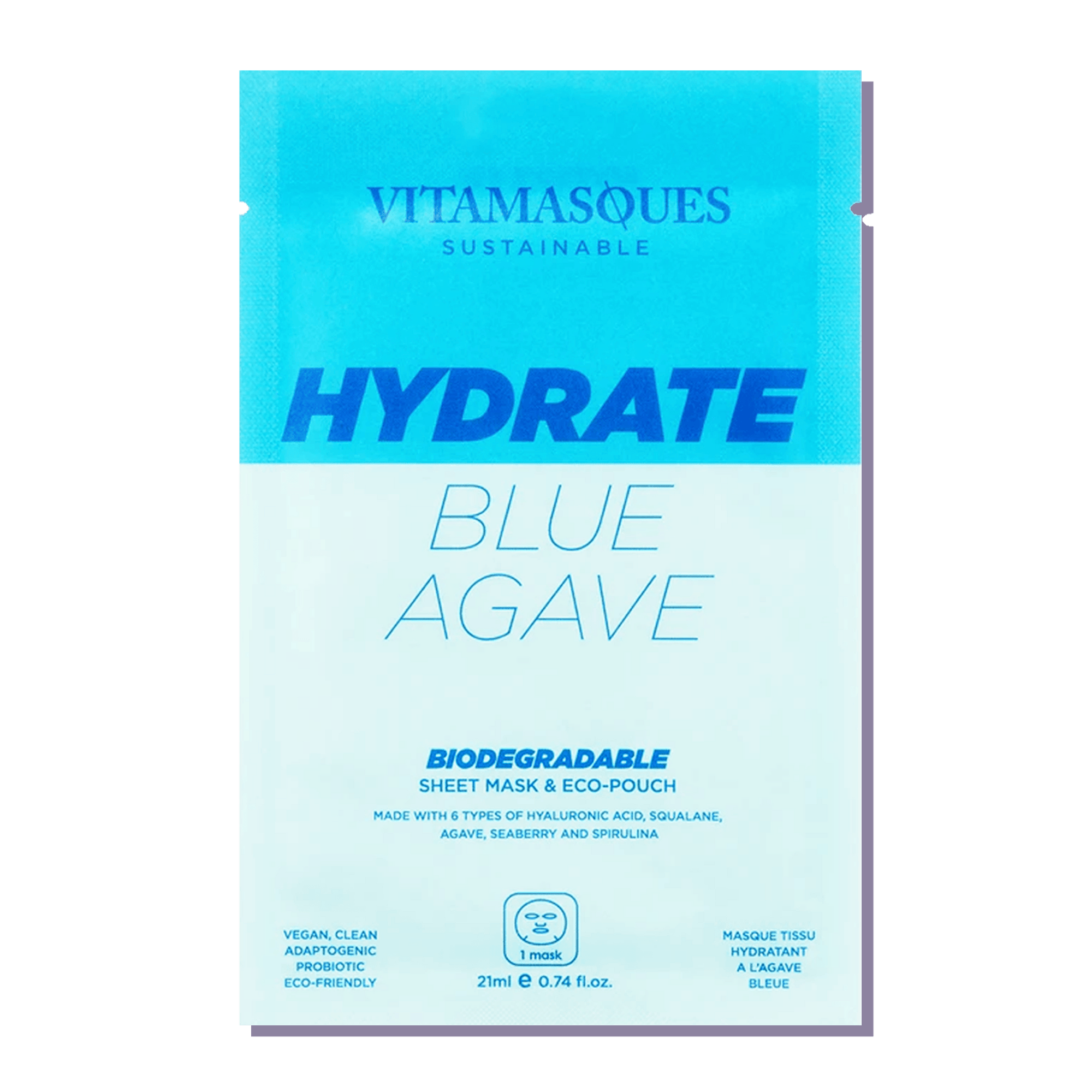 Hydrate Blue Agave Biodegradable Face Sheet Mask - Vitamasques